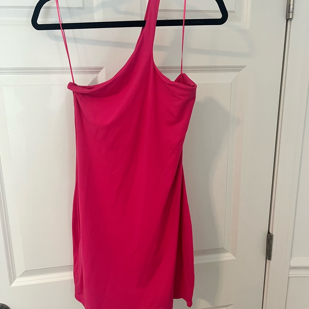 Susana Monaco Curved One Shoulder Mini Pink Dress (from Revolve)